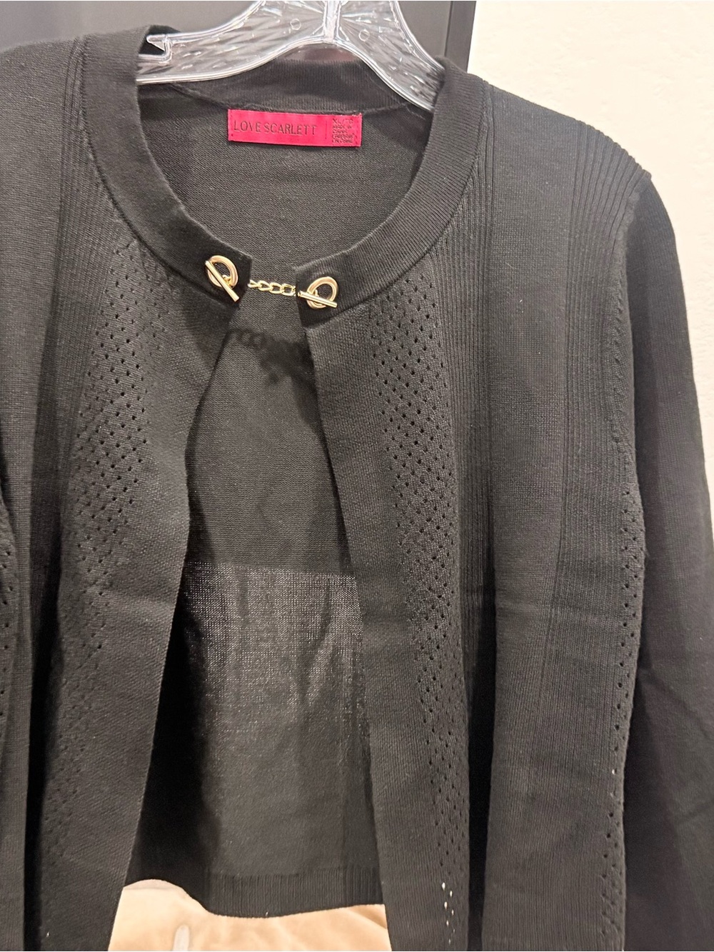 Scarlett Black Knit Jacket with Gold Chain Accent